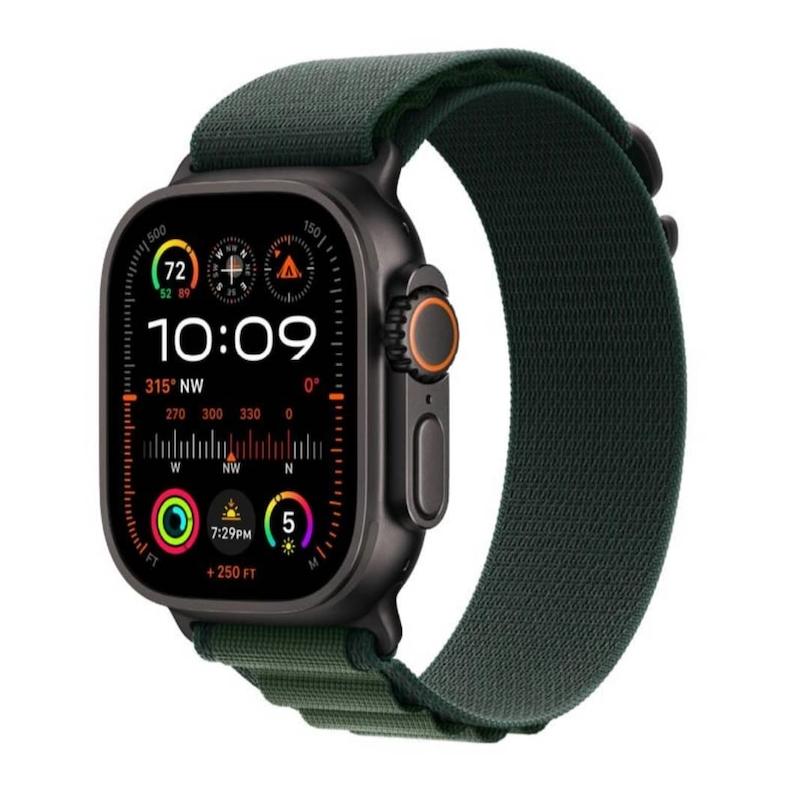 اپل واچ اولترا نسل 2 تیتانیومی مشکی با بند سبز | Appel Watch Ultra 2024 Black Green Alpine Loop