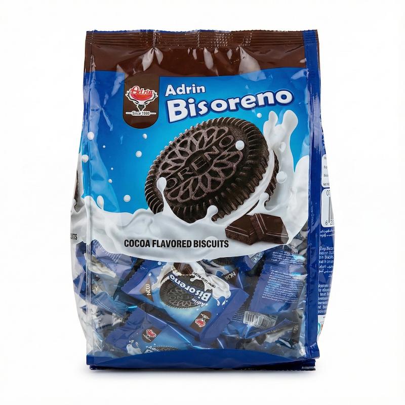 بیسکویت کاکائویی با کرم وانیلی بیسورنو آدرین (Bisoreno) - بسته پذیرایی