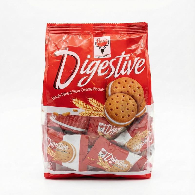 بیسکویت دایجستیو کرم‌دار آدرین (با آرد گندم کامل) - بسته پذیرایی