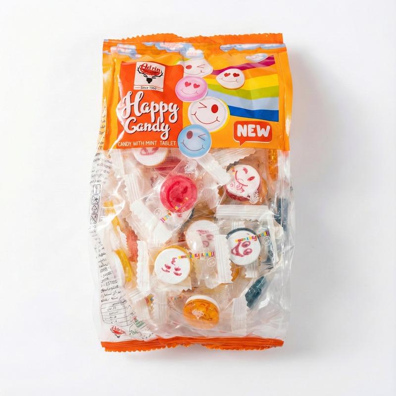 آب‌نبات هپی کندی آدرین (Adrin Happy Candy) با مغز قرص نعنا - بسته بندی متنوع