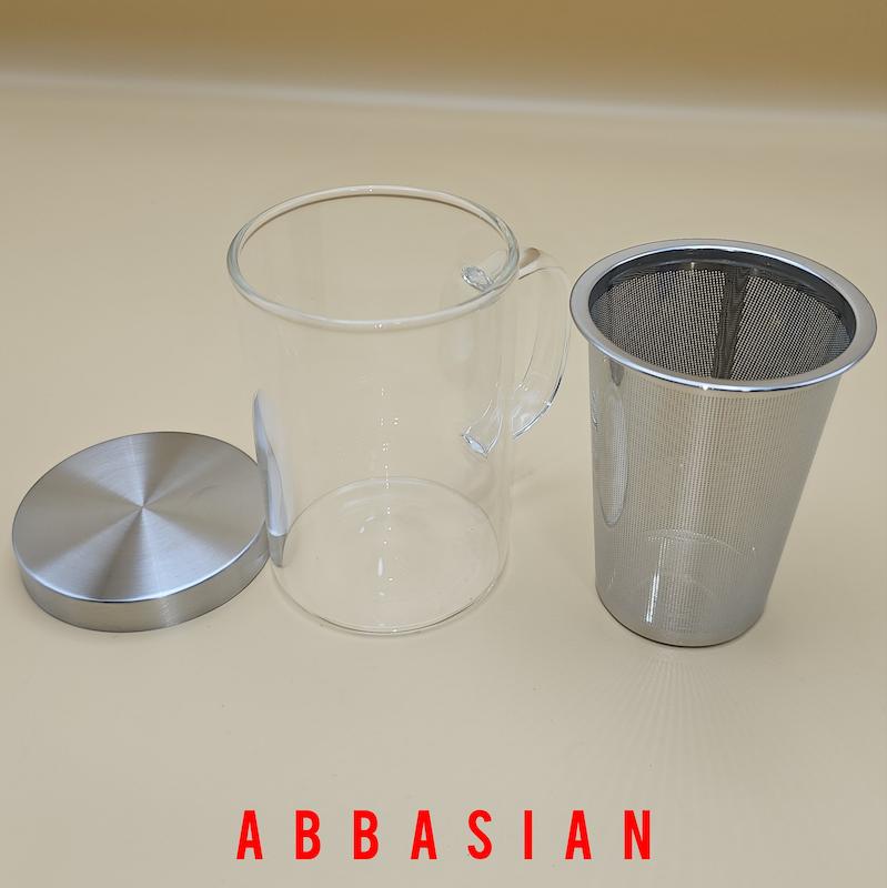 لیوان دمنوش پیرکس صافی استیل