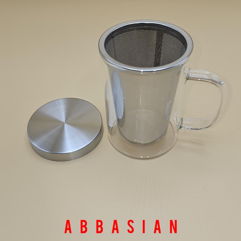 لیوان دمنوش پیرکس صافی استیل