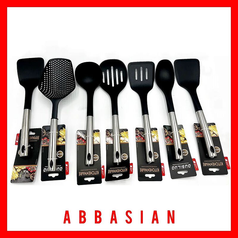 سرویس کفگیر ملاقه دسته استیل تفلون