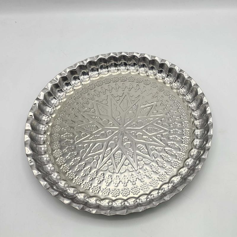 سینی کنگره گلدار برجسته استیل