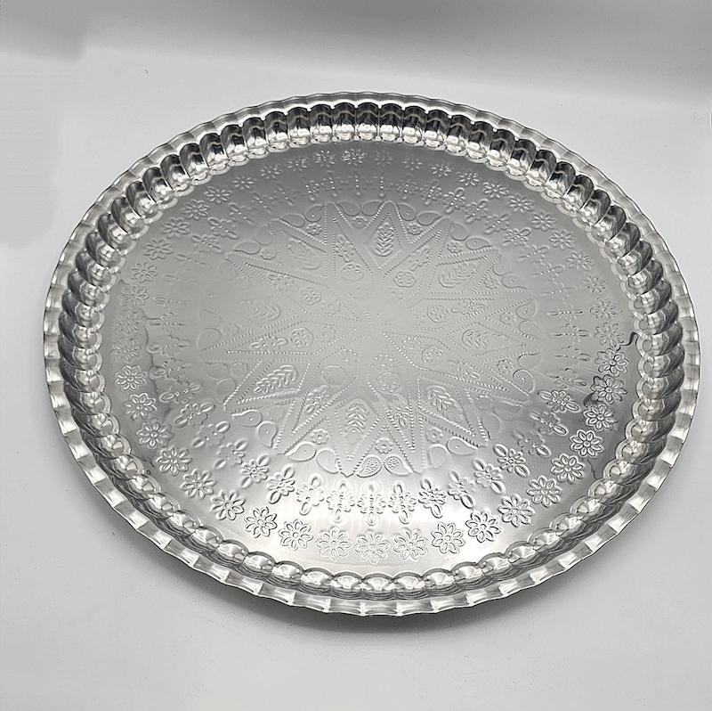 سینی کنگره گلدار برجسته استیل