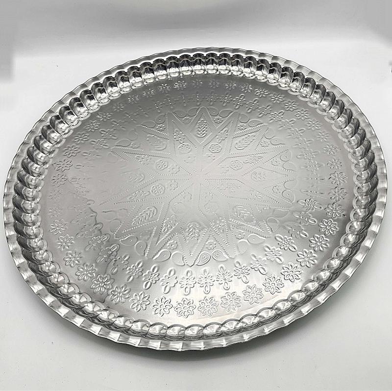 سینی کنگره گلدار برجسته استیل