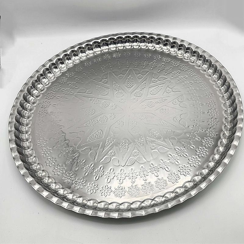سینی کنگره گلدار برجسته استیل