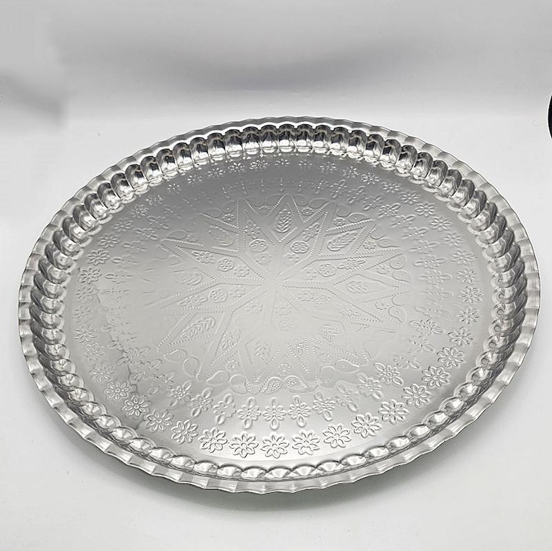سینی کنگره گلدار برجسته استیل