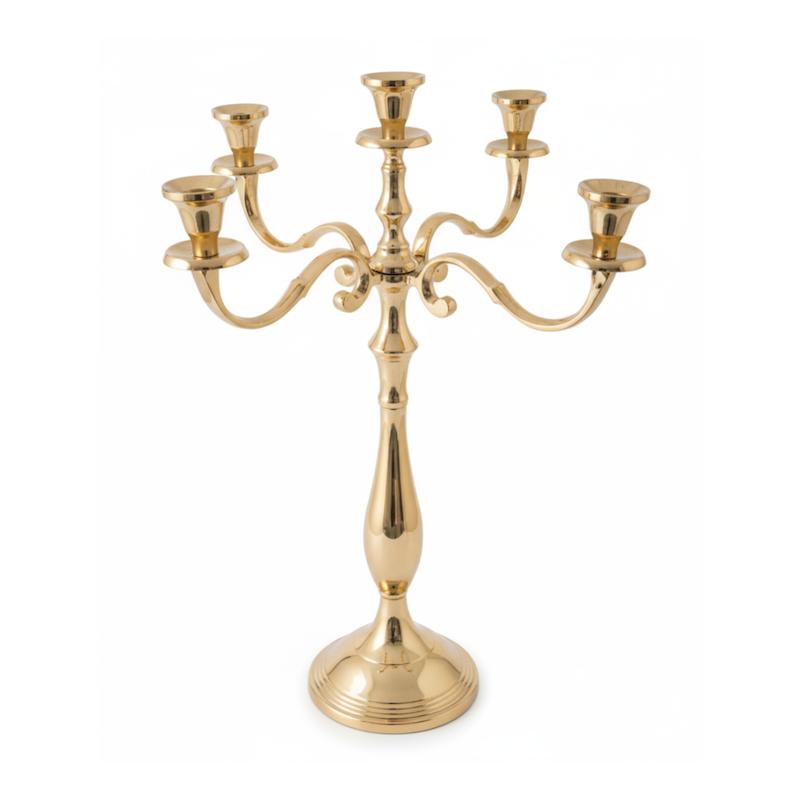 جا شمعی 5 شعله آلومینیومی نقره ای و طلایی