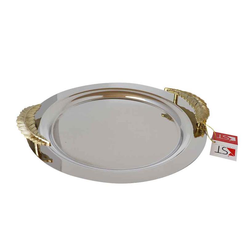 سینی آینه ای کی اس تی دو تایی مدل دسته پر طلایی KST-718