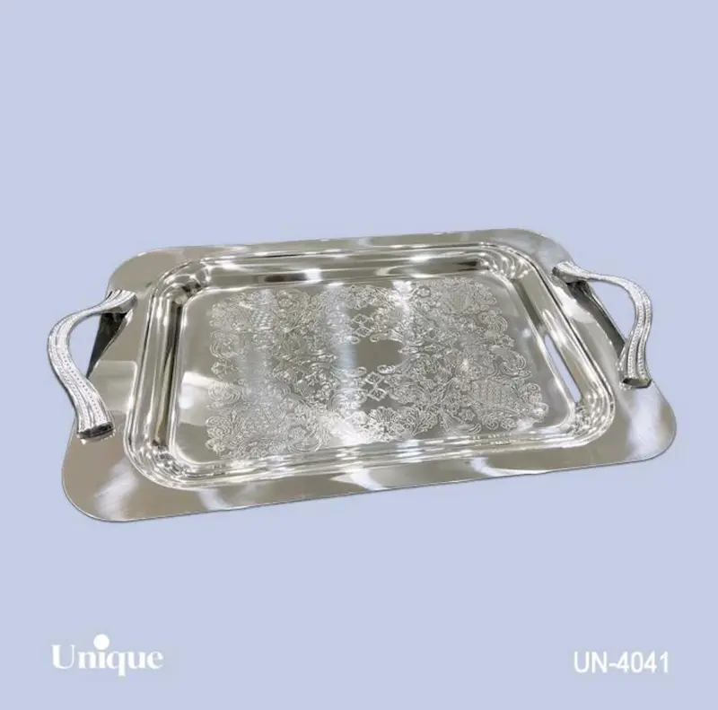 سینی براق استیل یونیک Unique بدون پایه بزرگ کد UN-4041