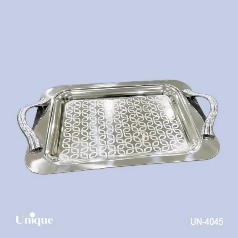 سینی براق استیل یونیک Unique بدون پایه کوچک کد UN-4045