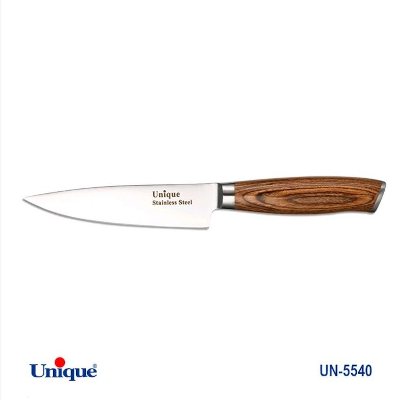 کارد تک آشپزخانه 5 یونیک Unique دسته چوب کد UN-5540 طرح 1