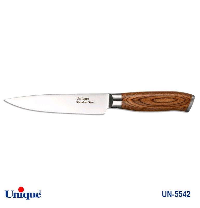 کارد تک آشپزخانه 6 یونیک Unique دسته چوب کد UN-5542 طرح 1