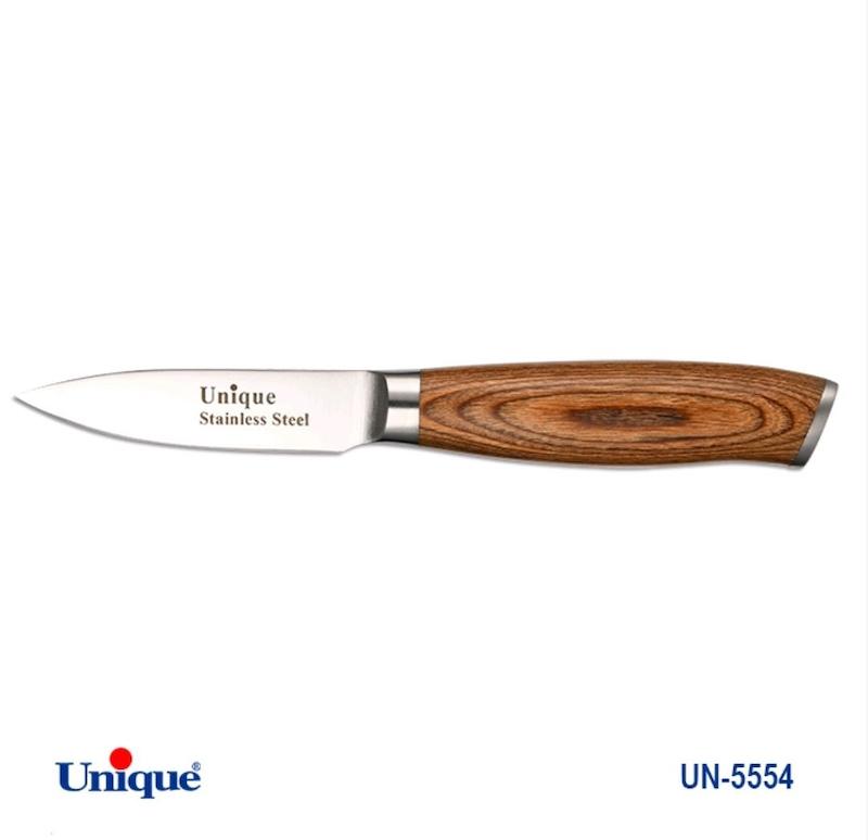 کارد تک آشپزخانه 3.5 یونیک Unique دسته چوب کد UN-5554 طرح 1