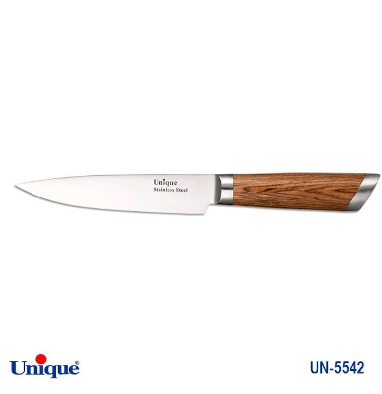 کارد تک آشپزخانه 6 یونیک Unique دسته چوب کد UN-5542 طرح 2