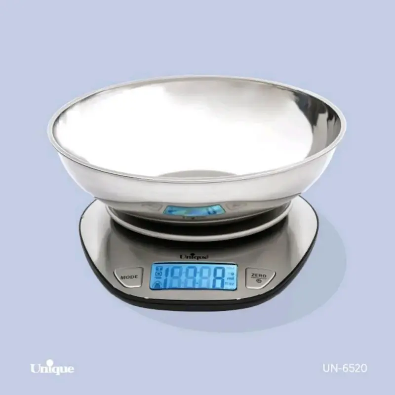 ترازوی آشپزخانه 5 کیلویی کاسه دار استیل یونیک Unique کد UN-6520