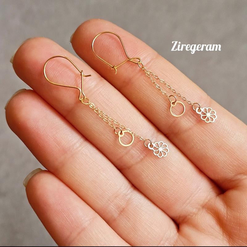 گوشواره آویز گل و حلقه