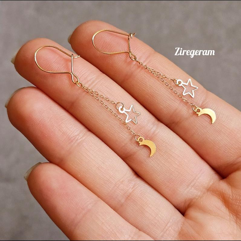 گوشواره آویز ماه و ستاره