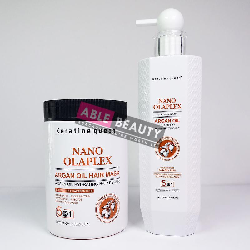 پک شامپو روغن آرگان 5IN1 کراتین کوئین نانو OLAPLEX حجم 750 میل