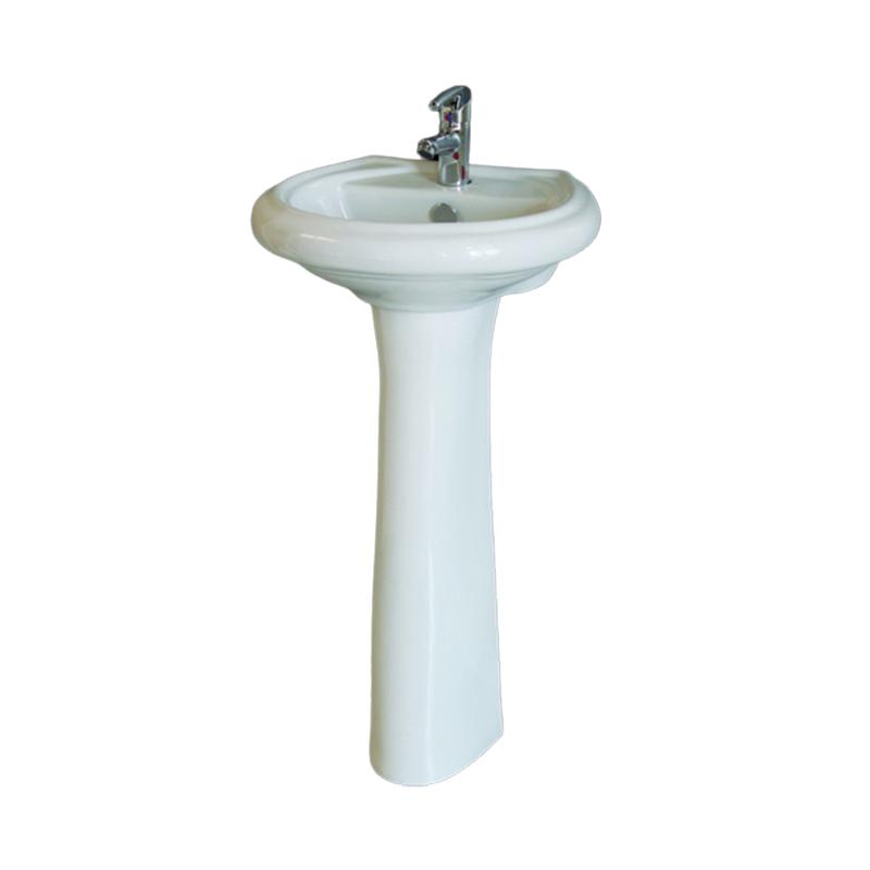 روشویی ساده پایه دار همراه با شیر و اتصالات