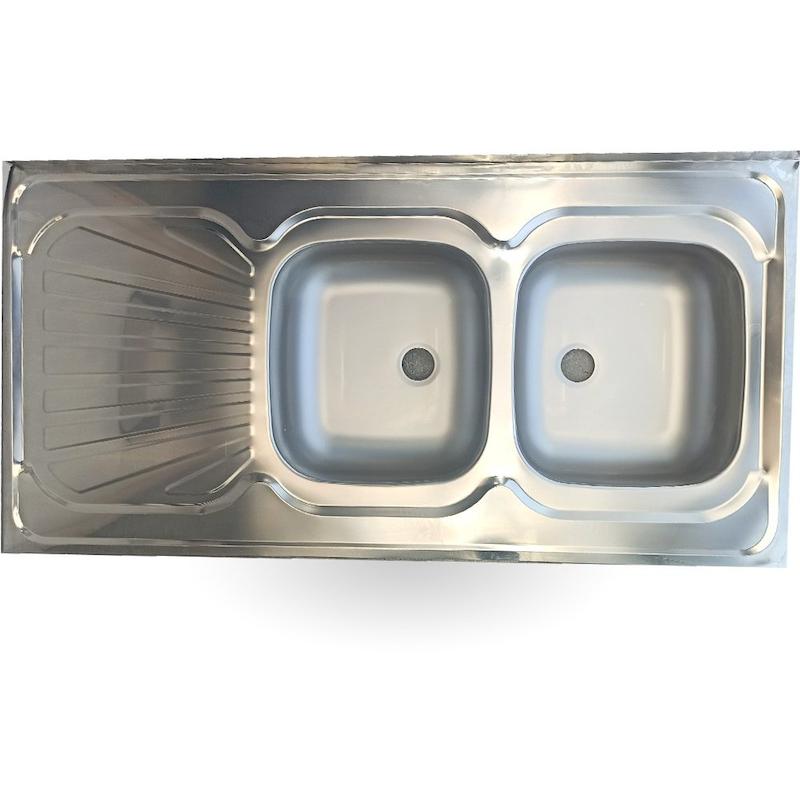 سینک ظرفشویی دوقلو استیل البرز/ استیل 304/ سایز 120*60 لگن چپ