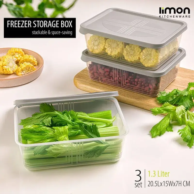 ظرف فریزری 1.3 لیتر 3عددی لیمون کد 2406