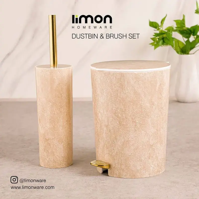 ست سطل و فرچه لیمون مدل طرح سنگ کد 2380