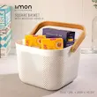 سبد مربع دسته چوبی لیمون کد 2423