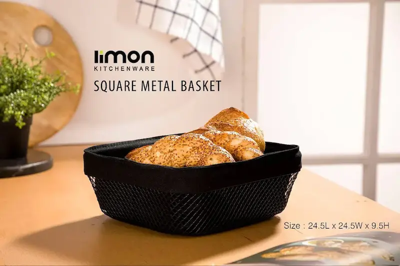 سبد نان و سبزی مربع کوتاه فلزی لیمون کد 2322