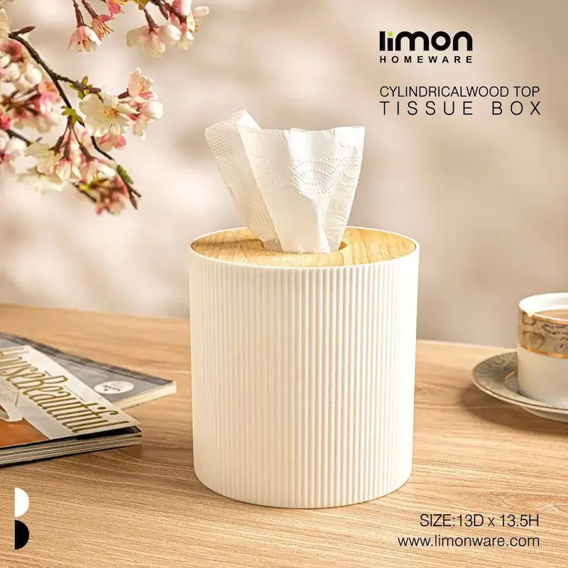 جا دستمال استوانه ای رویه چوب لیمون کد 2370