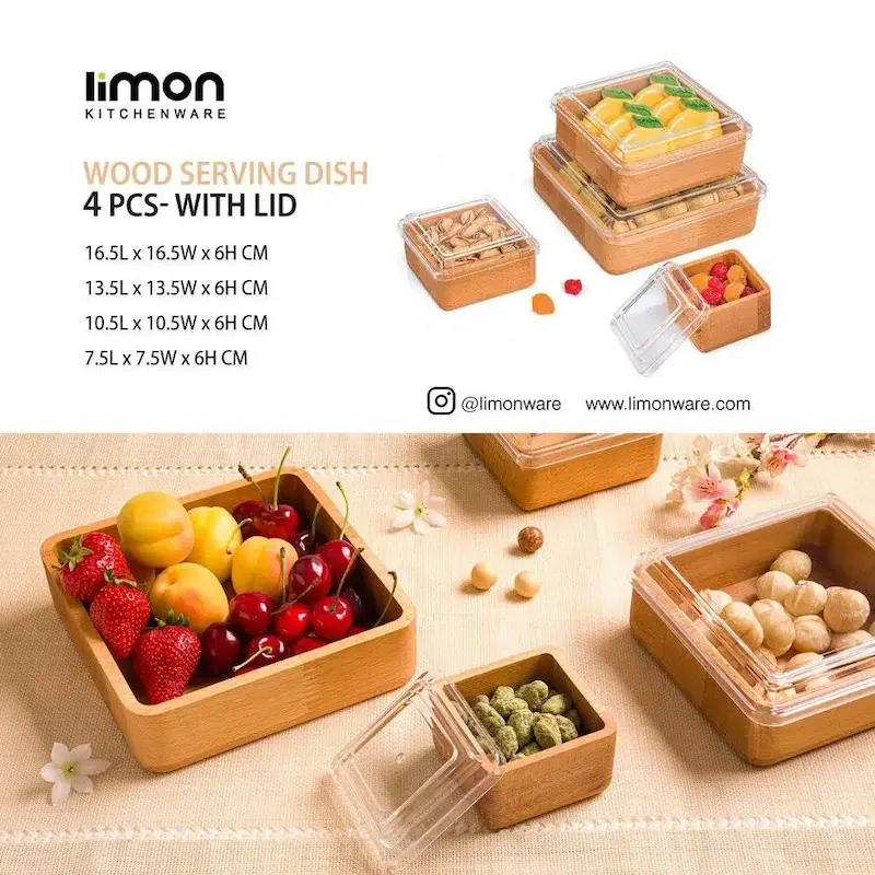 ست پذیرایی 4 تکه دربدار چوبی لیمون کد 2458