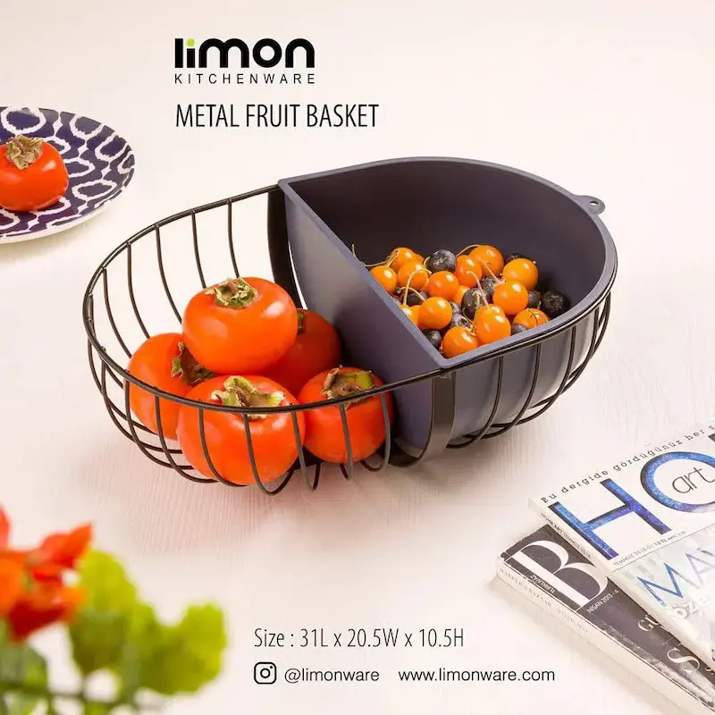 سبد میوه بیضی فلزی لیمون کد 2348