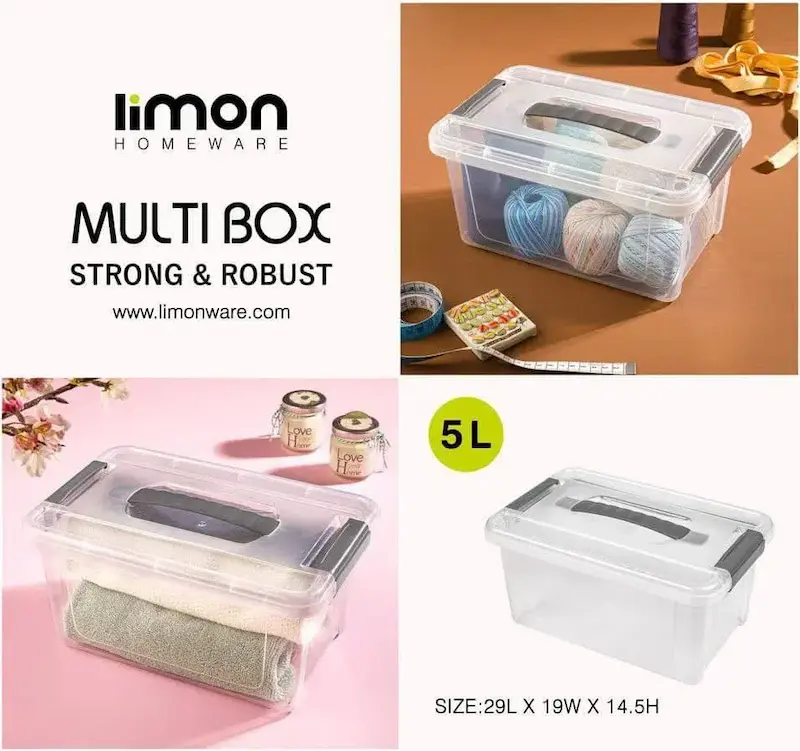 باکس مستطیل 5 لیتر دسته دار لیمون کد 2396