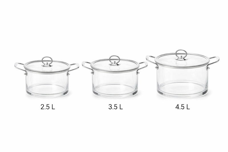 قابلمه پیرکس شفاف وارداتی | ضد شوک حرارتی | 2.5، 3.5 و 4.5 لیتر
