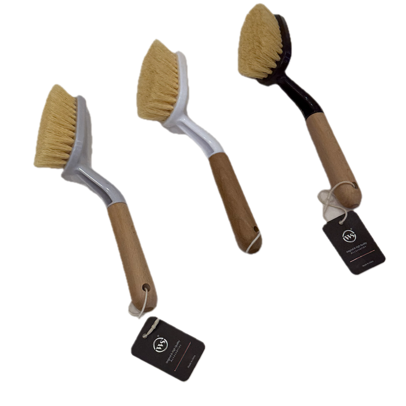 برس نظافت و شستشو دسته چوبی سه رنگ برند ws