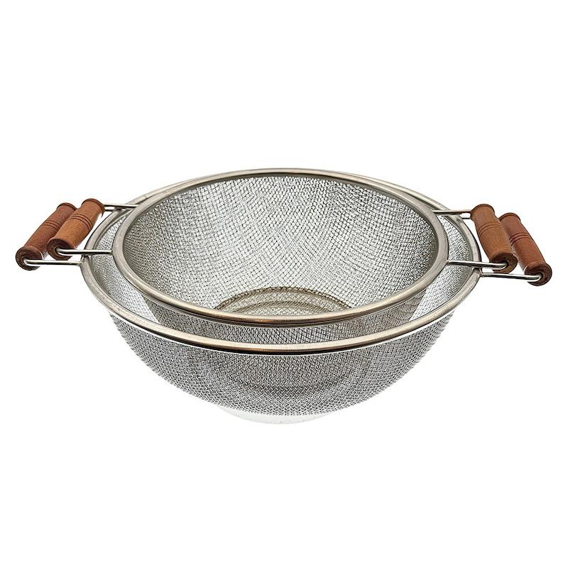 آبکش استیل دوجداره دسته چوبی طرح زارا هوم