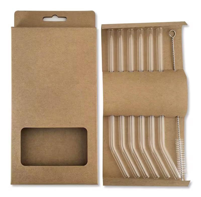 نی نوشیدنی پیرکس 6 عددی همراه با فرچه شستشو