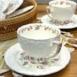 فنجان و نعلبکی  6 عددی گلدار طرح برجسته 