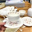 فنجان و نعلبکی  6 عددی گلدار طرح برجسته 