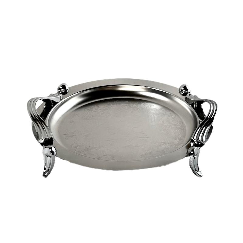 سینی دایره دسته نقره ای Wave ساده پایه دار ریور کد B1437