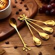 قاشق و چنگال دسرخوری ۶ نفره طرح برگ استیل (طلایی و نقره‌ای)