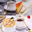 قاشق و چنگال دسرخوری ۶ نفره طرح برگ استیل (طلایی و نقره‌ای)