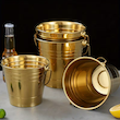 سطل یخ استیل طلایی دسته‌دار | مناسب برای یخ و بطری | ۴ سایز