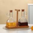 آبلیمو خوری و روغن ریز دوقلو پیرکس با استند بامبو مدل شیاردار کد 171