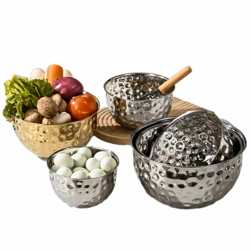 کاسه استیل چکشی 7 سایز در دو رنگ طلایی و نقره ای