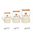 کتری تک لعابی شیری با دسته چوبی | 1.1، 1.7 و 2.5 لیتر