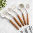کفگیر و ملاقه 5 پارچه Kitchen Tools سیلیکونی با دسته چوبی