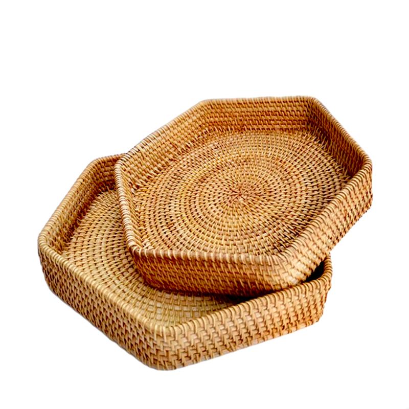 سینی حصیری راتان چند ضلعی دست ساز