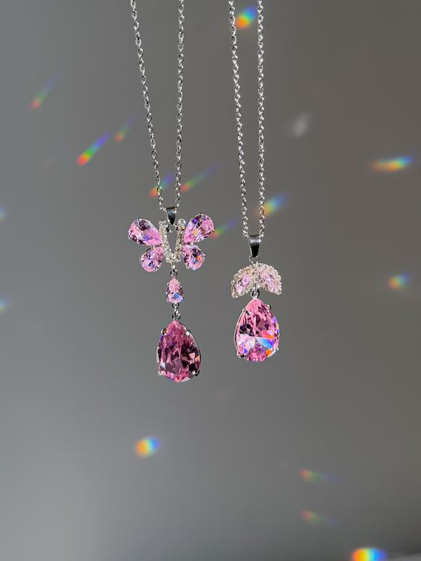 گردنبند قاصدک اشکی صورتی